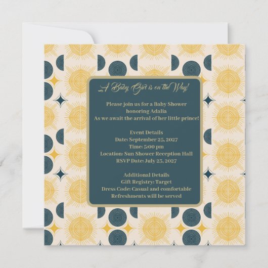 Boho zon maan sterren blauw geel (Voorkant)