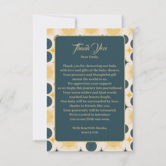 Boho zon maan sterren blauw geel bedankkaart (Voorkant)