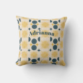 Boho zon maan sterren blauw geel gepersonaliseerd kussen (Voorkant)