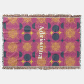 Boho Zon Maan Sterren Roze Blauw Geel Persoonlijk Deken (Voorkant)