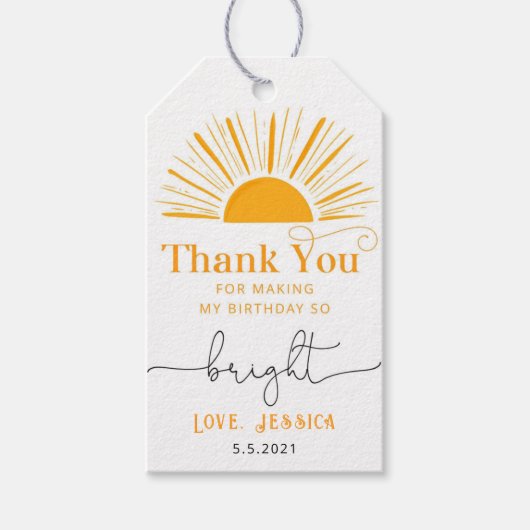 Boho zon minimale verjaardag dank u cadeaulabel (Voorkant)