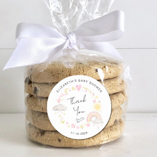 Boho zon regenboog baby meisje douche dank u ronde sticker