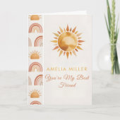 Boho Zon & Regenboog Beste Vriend Groet Kaart (Voorkant)