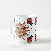 Boho Zon Tatoeage Symbool Kunst Koffiemok (Voorkant links)