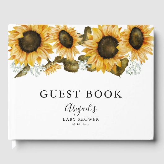 Boho Zonnebloem Baby shower Gastenboek (Voorkant)