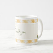 Boho Zonnebloem Beer Gele Strik Gingham Naam Koffiemok (Voorkant rechts)