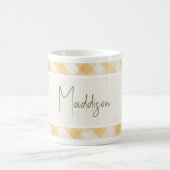 Boho Zonnebloem Beer Gele Strik Gingham Naam Koffiemok (Center)