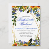 Boho Zonnebloem Blauwe Bachelorette Weekend Itiner Kaart (Voorkant)