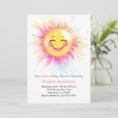 Boho zonnebloem bloeit meisje Baby shower Kaart (Staand voorkant)