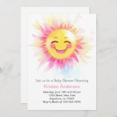 Boho zonnebloem bloeit meisje Baby shower Kaart (Voorkant / Achterkant)