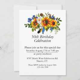 Boho Zonnebloem Bloemen  50ste Verjaardag Kaart
