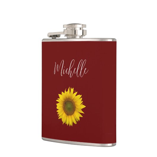 Boho Zonnebloem Bloemen Botanisch Rood Heupfles (Links)