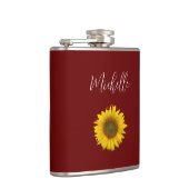 Boho Zonnebloem Bloemen Botanisch Rood Heupfles (Rechts)