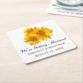 Boho Zonnebloem Bloemen Bruiloft Verlovingsfeest Kartonnen Onderzetters (Schuin)