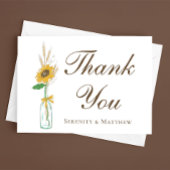 Boho Zonnebloem Bloemen Dank u Land Bruiloft Bedankkaart