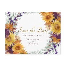 Boho zonnebloem bloemengoud script Save the Date