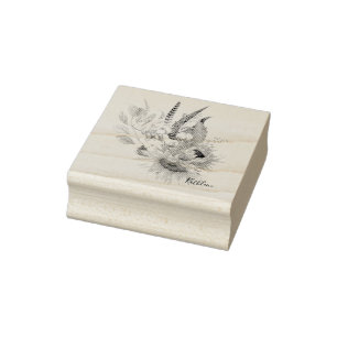 Boho Zonnebloem Boeket Aangepaste naam Rubberstempel