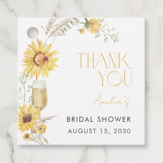 Boho Zonnebloem Bruidsfeest Bedankt Bedankjes Labels (Voorkant)