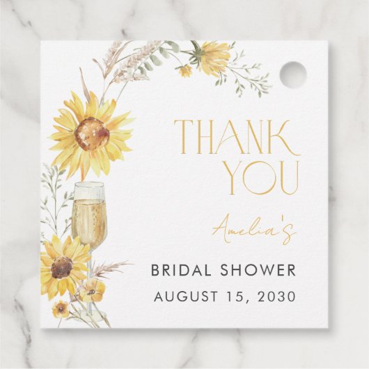 Boho Zonnebloem Bruidsfeest Dank Je Bedankjes Labels (Achterkant)
