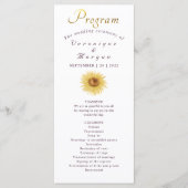 Boho Zonnebloem bruiloft programma bloemengoud scr Programmakaart (Voorkant)