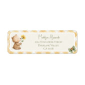 Boho Zonnebloem Bruine Beer Retouradres Etiket (Voorkant)