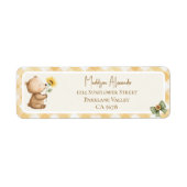 Boho Zonnebloem Bruine Beer Retouradres Etiket (Voorkant)