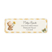 Boho Zonnebloem Bruine Beer Retouradres Etiket (Voorkant)