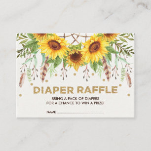 Boho Zonnebloem Dreamcatcher Zomer Luier Raffle Informatiekaartje