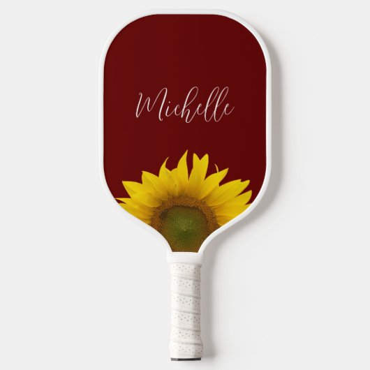 Boho Zonnebloem Eenvoudig Rood Gepersonaliseerd Pickleball Paddle (Voorkant)