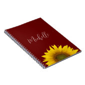 Boho Zonnebloem Elegant Bloemenrood Notitieboek (Rechterzijde)