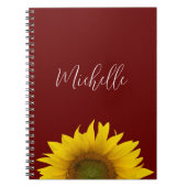 Boho Zonnebloem Elegant Bloemenrood Notitieboek (Voorkant)