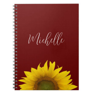 Boho Zonnebloem Elegant Bloemenrood Notitieboek