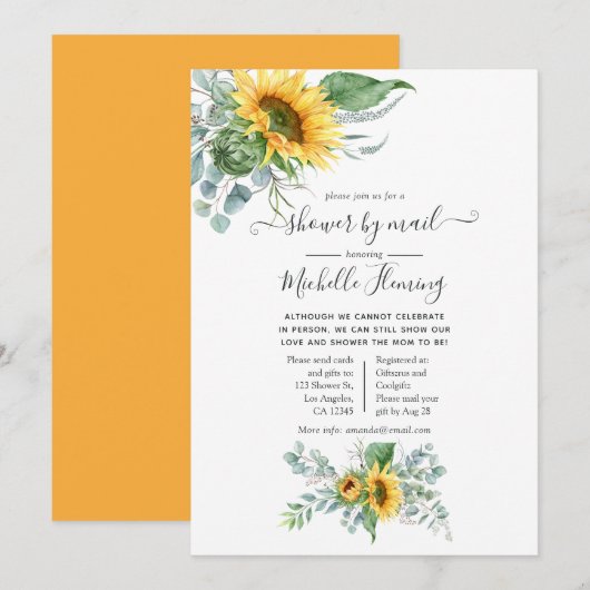 Boho Zonnebloem Eucalyptus Baby Shower per Post Kaart (Voorkant / Achterkant)