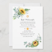 Boho Zonnebloem Eucalyptus Bat Mitzvah Kaart (Voorkant)