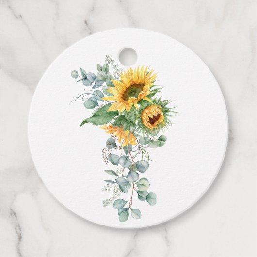 Boho Zonnebloem Eucalyptus Bedankjes Labels (Voorkant)