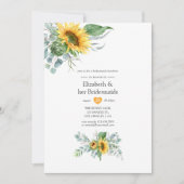 Boho Zonnebloem Eucalyptus Bruidsmeisjes Luncheon Kaart (Voorkant)