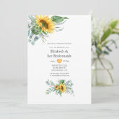 Boho Zonnebloem Eucalyptus Bruidsmeisjes Luncheon Kaart (Staand voorkant)