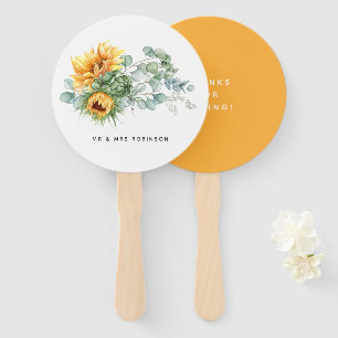 Boho Zonnebloem Eucalyptus Bruiloft Handwaaier
