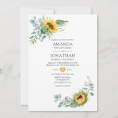 Boho Zonnebloem Eucalyptus Bruiloft Kaart (Voorkant)