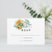 Boho Zonnebloem Eucalyptus Bruiloft RSVP Kaartje (Staand voorkant)