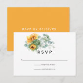 Boho Zonnebloem Eucalyptus Bruiloft RSVP Kaartje (Voorkant / Achterkant)