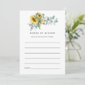 Boho Zonnebloem Eucalyptus Bruiloftsfeest Advieskaart (Staand voorkant)