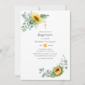 Boho Zonnebloem Eucalyptus Doopfeest Kaart (Voorkant)