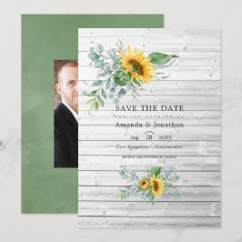 Boho Zonnebloem Eucalyptus Landelijke Huwelijk Save The Date