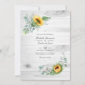 Boho Zonnebloem Eucalyptus QR Code RSVP Trouwen Kaart (Voorkant)