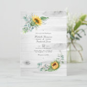 Boho Zonnebloem Eucalyptus QR Code RSVP Trouwen Kaart (Staand voorkant)