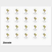 Boho Zonnebloem & Eucalyptus Rustic Kruis Doop Ronde Sticker (Vel)
