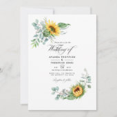 Boho Zonnebloem Eucalyptus Trouwfoto Kaart (Voorkant)