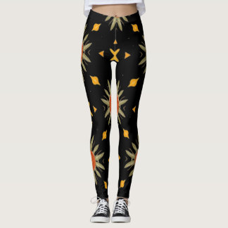 Boho Zonnebloem Geometrische Terracotta Print Legg Leggings