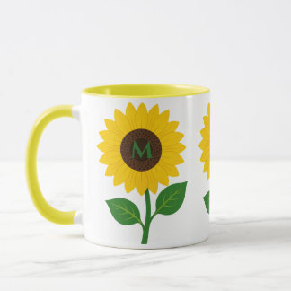 Boho Zonnebloem Geschenk met Eigen Beginletters Mok